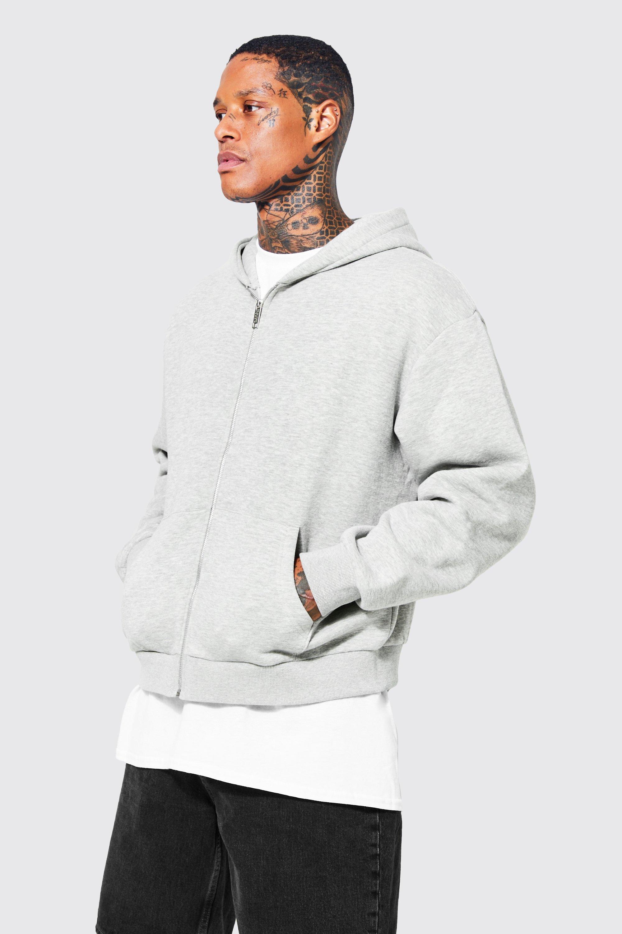 Grey boxy online hoodie